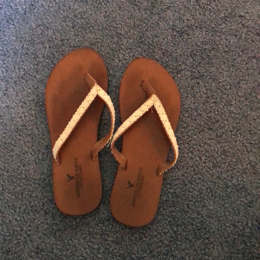White Lace Flip Flops